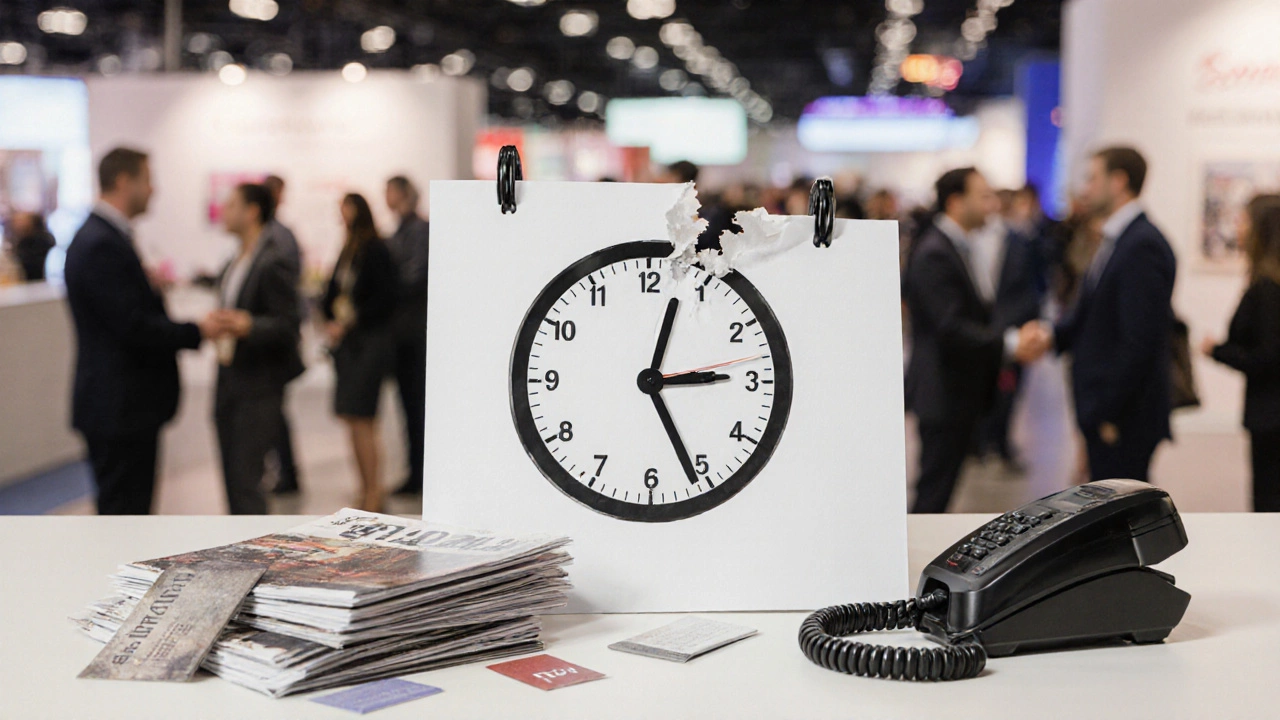 Часы показывают &#039;сейчас&#039;, вокруг — забытые инструменты старых методов и оживлённая выставка