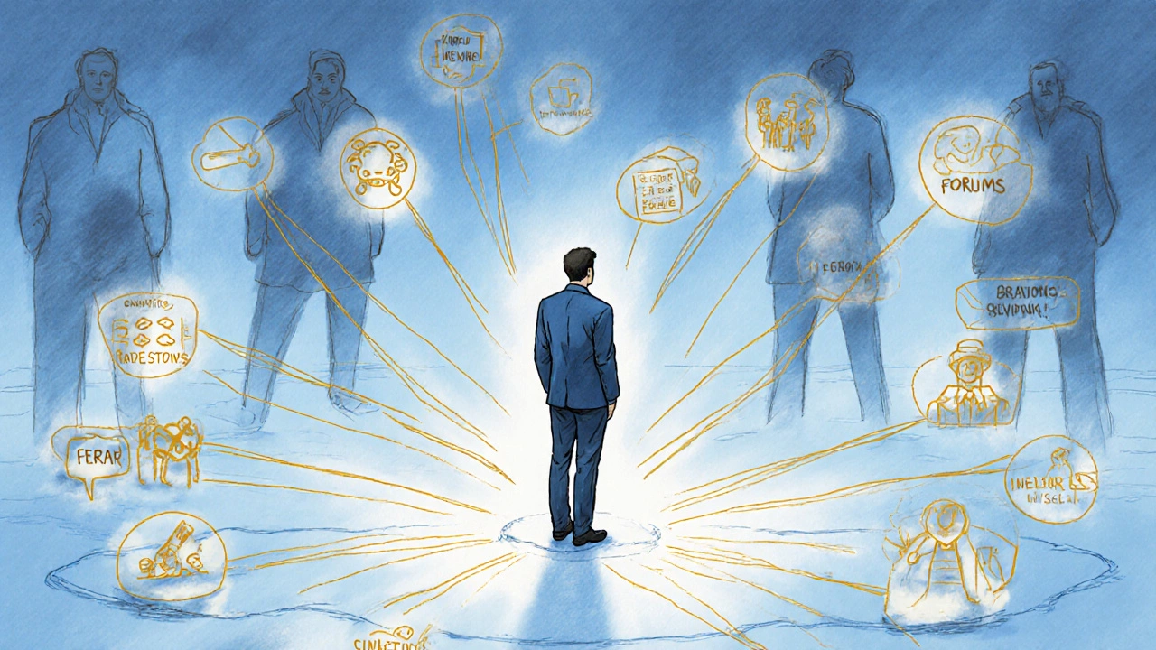 Схема связи предпринимателя с рынком, с тенями страхов и неуверенности