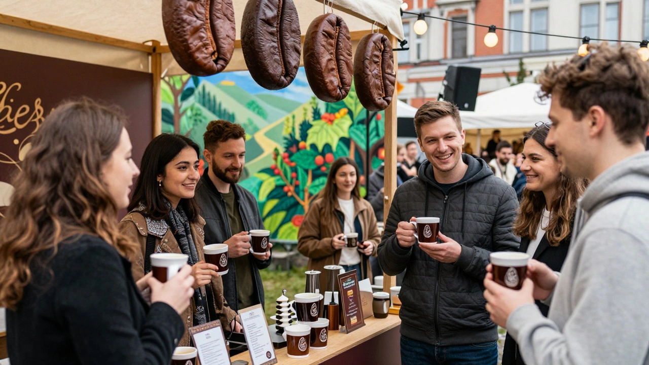 Фестиваль кофе: посетители учатся варить эспрессо на брендовом мероприятии без продаж.