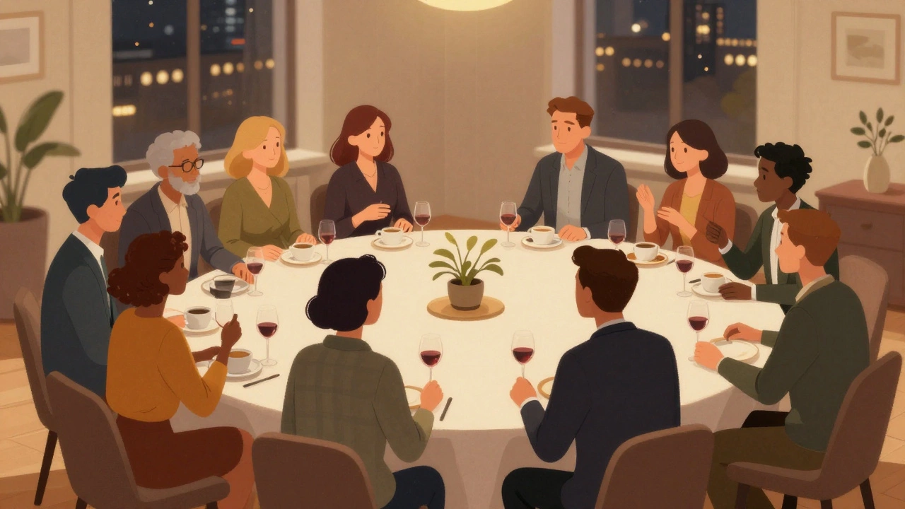 Сетевое мероприятие в Москве: предприниматели ведут живые разговоры за кофе в уютной обстановке.