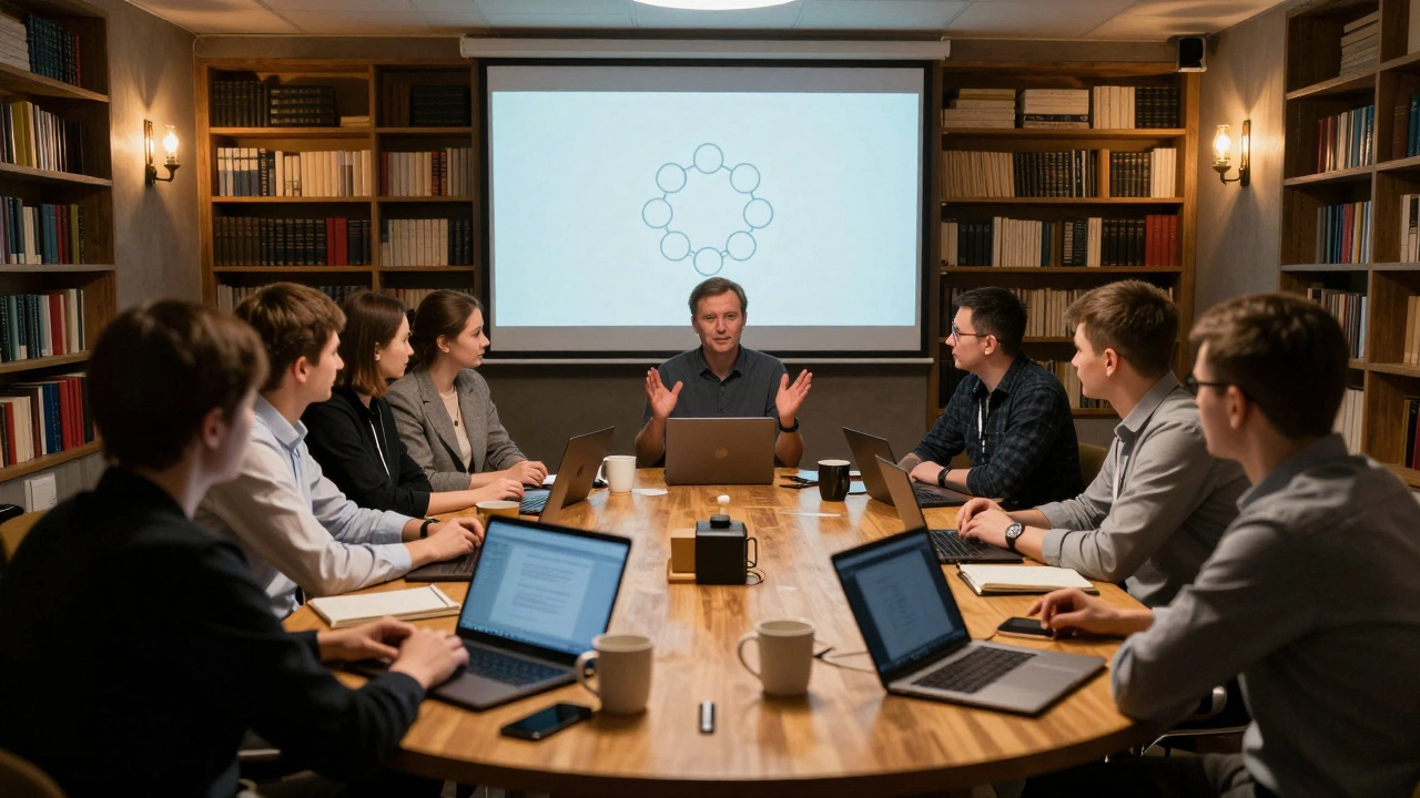 Небольшая группа профессионалов ведет обсуждение за круглым столом