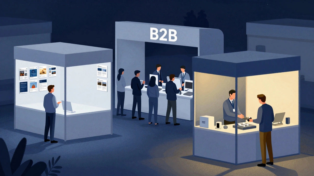 Три стойки на выставке: пустая, переполненная и миниатюрная с живым тест-драйвом — контраст стратегий.