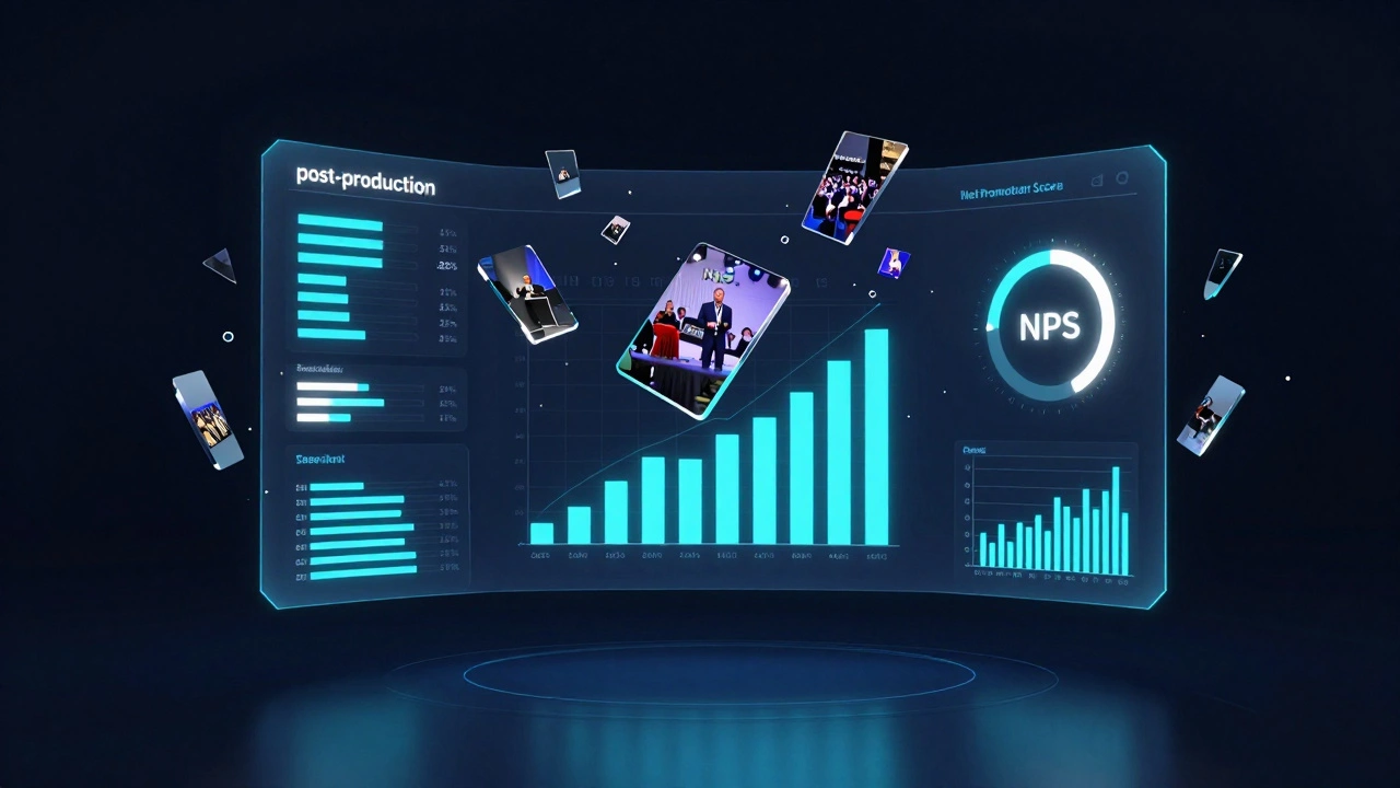 Голографический интерфейс с аналитикой и метриками NPS после завершения события